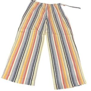Striped Wide Leg‎ Pants with Tie Belt, Colorful Striped Trousers